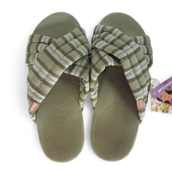 FeelGoodz Quilted Cross-Straps Slip-on Sandals "Thyme" Women's L (10-11) - Picture 6 of 10